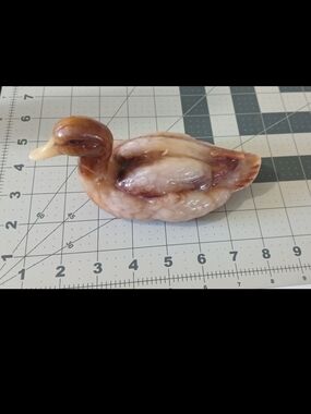 Hand Carved Wax Duck in Cream and Brown